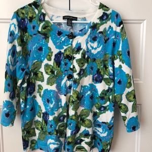 Embellished floral cardigan sweater